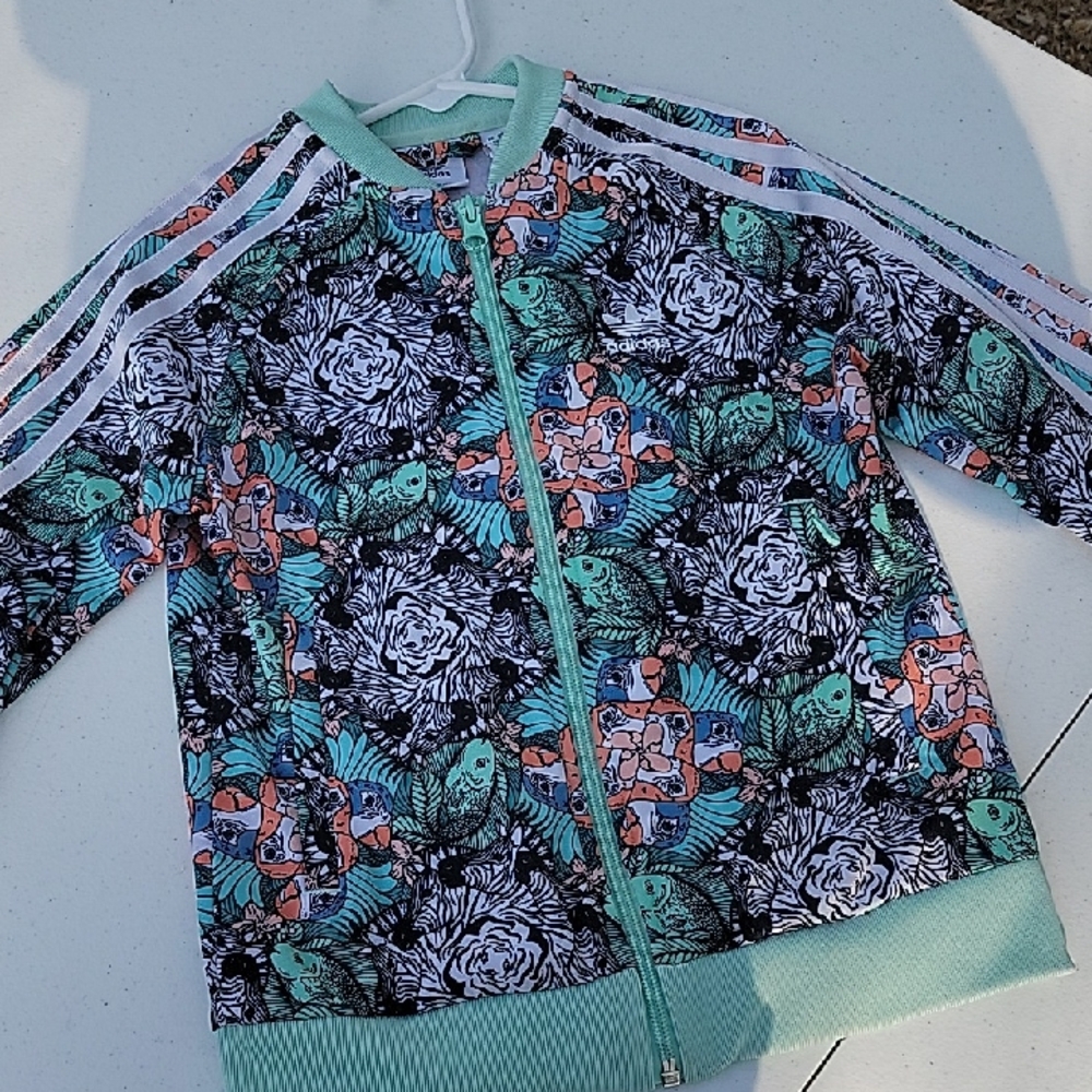 adidas Originals Kids Mint and Black Patterned Puffer Jacket
